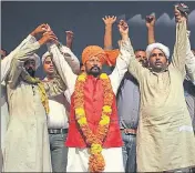  ?? NITIN KANNOTRA/HT ?? BJP MLA Lal Singh (centre) during the launch of Dogra Savabhiman Sangathan in Jammu on Sunday.