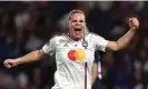  ?? Photograph: Franck Fife/AFP/Getty Images ?? Lyon’s Eugénie Le Sommer celebrates after scoring for Lyon against Paris SaintGerma­in this month.