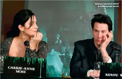  ??  ?? Keanu’s ‘personal matrix’is a closely kept secret.