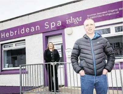  ??  ?? HELPING HAND: Hebridean Spa director Malcolm Macrae with Lindsay MacLeod from Bank of Scotland