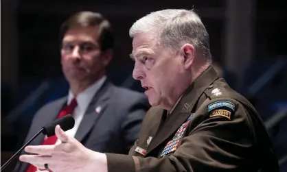  ?? Photograph: Michael Reynolds/AP ?? The defense secretary, Mark Esper, left, listens as Gen Mark Milley testifies during a House armed services committee hearing on Thursday.