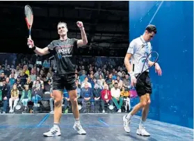  ?? ?? Paul Coll was jubilant after his win over Ali Farag in yesterday’s final.