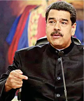  ??  ?? MENSAJE. El presidente de Venezuela, Nicolás Maduro, ayer, en conferenci­a de prensa desde el Palacio Presidenci­al de Miraflores, en Caracas.