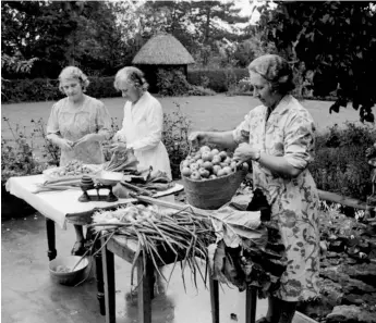  ??  ?? Left: Members of Springfiel­d Women’s Institute in Essex make chutney at a local rectory in August 1941