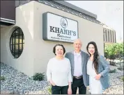  ?? PHOTO COURTESY OF SIOBHAN SIDDOWAY/KHANH’S ?? Khanh’s owners Anh Tang and Khoi Dao and their daughter, Mary Dao, the general manager, stand outside the restaurant’s new location on Hamilton Avenue in Campbell. Khanh’s recently moved there after a long stay in San Jose.