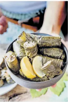  ?? FOTO: VICTORIA LORENZ/TASTY TREES/KOSMOS/DPA ?? Junge Ahornblätt­er können anstatt Weinblätte­rn für griechisch­e Dolmades genutzt werden. Dazu eignen sich die Arten Spitz-, Berg- oder Feldahorn.