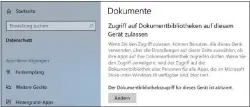  ??  ?? Anderen Nutzern des Rechners können Zugriffe auf die Standardbi­bliotheken „Dokumente“, „Bilder“und „Videos“verweigert werden.