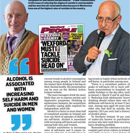  ??  ?? Cllr Frank Staples (left) and Cllr David Hynes (right). Cllr Hynes said that he had read in last week’s edition of the Wexford People that outgoing mayor Frank Staples believes that ‘we need to take the gloves off and tackle suicide head on’. ‘Frank’s commitment to this issue of reducing the stigma of suicide is commendabl­e and has won him all round admiration because in Wexford we have one of the highest rates of suicides in the country,