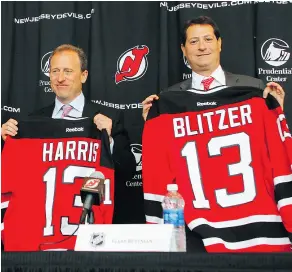 ?? ANDY MARLIN / GETTY IMAGES. ?? Philadelph­ia 76ers managing owner Josh Harris and co-owner David Blitzer have formed a company that will control the 76ers, New Jersey Devils and Crystal Palace of the English Premier League.