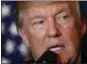  ?? ALEX BRANDON — THE ASSOCIATED PRESS ?? President Donald Trump speaks at Mar-a-Lago in Palm Beach, Fla., Thursday after the U.S. fired a barrage of cruise missiles into Syria Thursday night in retaliatio­n for this week’s gruesome chemical weapons attack against civilians.