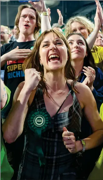  ?? ?? Holly Bruce shows her delight after she is announced as the winner in Glasgow Southside