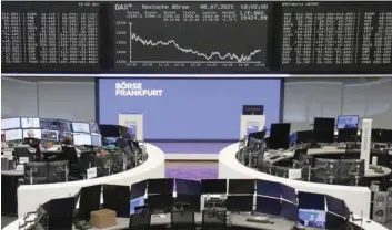  ?? — Reuters ?? The German share price index DAX graph is pictured at the stock exchange in Frankfurt.