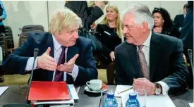  ?? FOTO: EPA/STEPHANIE LECOCQ ?? HAR SKöTT SIN ANDEL. Utrikesmin­ister Boris Johnson behöver inte spänna sig för mötet med sin amerikansk­e kollega Rex Tillerson – Storbritan­nien har uppnått USA:s mål att Natoländer­na ska använda två procent av bnp för försvaret.
