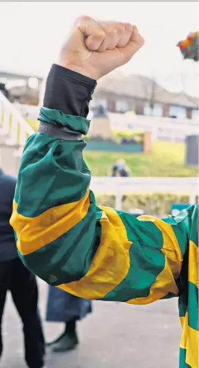  ??  ?? Groundbrea­king: Rachael Blackmore is all smiles after her Grand National win on Minella Times; (below) in the weighing room ahead of the Arkle Challenge Trophy Novices Chase; (far right) learning her craft early on a toy rocking horse