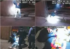  ?? AFP ?? A combinatio­n of pictures showing frame grabs of Adam Toledo after he was shot by police in Chicago.