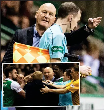  ??  ?? Morton manager Jim Duffy got into a heated exchange with Neil Lennon last time his side faced Hibernian