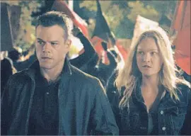  ?? Universal Pictures ?? MATT DAMON and Julia Stiles star in “Jason Bourne,” one of the four Bourne movies in which she played Nicky Parsons, who she says had “a really nice arc.”