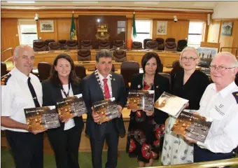  ??  ?? Launching the new Road Safety Plan for Kerry in the Council Chamber, l-r: Chief Superinten­dent, An Garda Síochána, Tom Myers; Road Safety Promotion Officer, Road Safety Authority, Eileen Cunningham; Cathaoirle­ach of Kerry County Council, Cllr Michael...