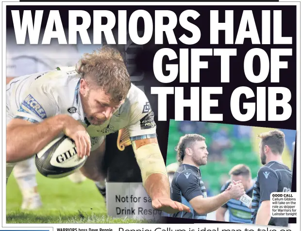  ??  ?? GOOD CALL Callum Gibbins will take on the role as skipper for Warriors for Leinster tonight