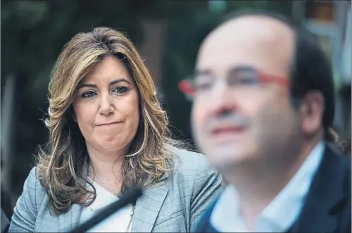  ?? LAURA GUERRERO/ARCHIVO ?? Susana Díaz durante la campaña de las elecciones generales del 2015, en un mitin en Santa Coloma de Gramenet