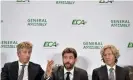  ?? Photograph: Fabrice Coffrini/AFP/Getty Images ?? Andrea Agnelli at the ECA general assembly in 2019, flanked by Edwin van der Sar of Ajax (left) and Dariusz Mioduski of Legia Warsaw.