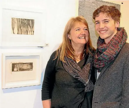  ?? NATALIE POLLEY / STUFF ?? Printmaker Debbie McLachlan took away the coveted supreme award at the Franklin Arts Festival with her still life solarplate etching called Nesting, bottom left. Her son Fin McLachlan won the youth section.