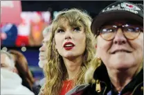  ?? AP PHOTO JULIO CORTEZ ?? The Liberal government plans to ensure sexually explicit “deepfakes,” like the images of Taylor Swift that generated global headlines last month, are addressed by forthcomin­g legislatio­n on online harms. Swift is pictured here with Donna Kelce at the AFC Championsh­ip on Jan. 28 in Baltimore.