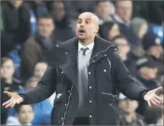  ??  ?? Manchester City manager Pep Guardiola reacts. — Reuters photo