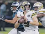  ?? Jonathan Bachman / Getty Images ?? New Orleans’ Drew Brees threw four touchdown passes in the Saints’ 48-7 win over the Philadelph­ia Eagles on Sunday in New Orleans, Louisiana.