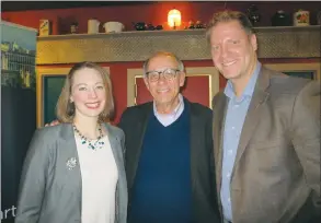  ?? NEWS PHOTO GILLIAN SLADE ?? The three candidates for leadership of the Alberta Party — Kara Levis, Stephen Mandel and Rick Fraser — make a stop in Medicine Hat Thursday evening to speak with a packed audience.