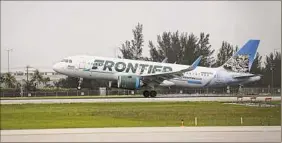  ?? Anadolu Agency via Getty Images ?? Frontier Airlines begins its rollout of direct service from Newburgh to three Florida cities, Orlando, Miami and Tampa, on Monday.