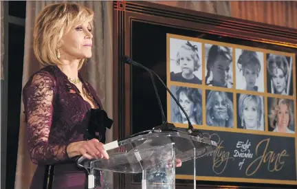  ?? RICK DIAMOND/GETTY IMAGES ?? Oscar-winning actress Jane Fonda speaks at GCAPP Eight Decades of Jane in celebratio­n of her 80th birthday in Atlanta earlier this month. The political activist works to reduce teen pregnancy and is also speaking up about the widespread sexual...