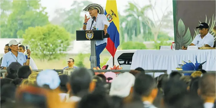  ?? Foto de Cortesía ?? El presidente Gustavo Petro hizo los señalamien­tos en contra del empresaria­do barranquil­lero durante un evento en Tierralta, Córdoba.