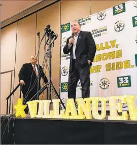  ?? Myung Chun Los Angeles Times ?? SHERIFF Alex Villanueva, shown Tuesday at an election rally, struggled to build momentum throughout the campaign and was trailing in early results.