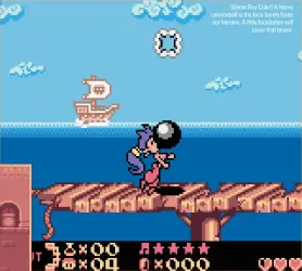  ??  ?? » [Game Boy Color] A heavy cannonball to the face barely fazes our heroine. A little foundation will cover that bruise.