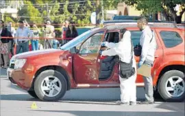  ?? El Diario Chihuahua/EPA ?? JOURNALIST Miroslava Breach’s vehicle outside her home in the capital city of Chihuahua. She was shot several times as she pulled her car out of her garage.