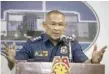  ?? — AFP ?? Police Senior Superinten­dent Romeo Caramat addresses a press conference at the Philippine National Police headquarte­rs in Manila on Wednesday.