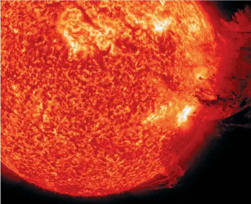  ??  ?? DRAMATIC FLARE: Monitors will warn Mars astronauts when a radiation event, such as a solar flare, occurs, and they will have at least 30 minutes to take shelter.