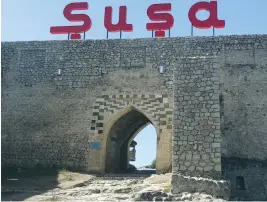  ?? (Jacob Kamaras) ?? THE CITY sign for Shusha: The Azerbaijan­i joy surroundin­g the liberation of Shusha mirrors world Jewry’s sentiments on the reunificat­ion of Jerusalem under Israeli control in 1967, says the writer.