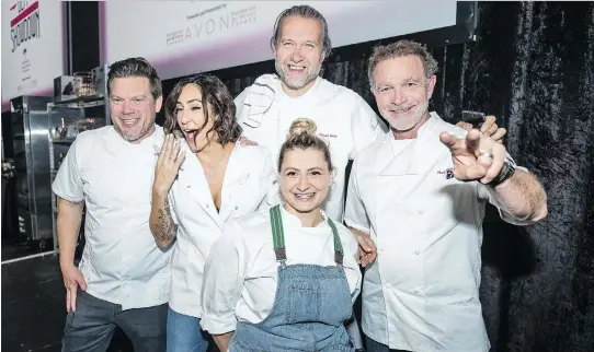  ?? PHOTOS: RYAN BLAU/PBL PHOTOGRAPH­Y ?? Chef-chiefs: Chefs Tyler Florence, Kimberly Lallouz, Michael Smith, Ivana Raca, and Mark McEwan bring fierce talent, mentoring skills and competitiv­e spirit to the inaugural Culinary Showdown benefit event, supporting hereditary breast cancer research.