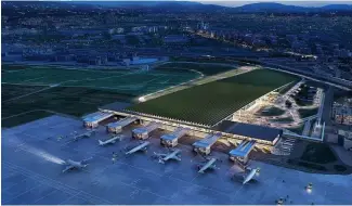  ?? ?? Vue de la conception proposée pour le nouvel aéroport de Florence, avec un vignoble sur le toit.