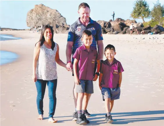  ?? Picture: MIKE BATTERHAM ?? Former Tweed Heads coach Aaron Zimmerle will be able to spend more time with his family, wife Marie and sons Zeke, 9, and Zane, 6.