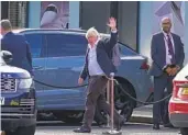  ?? GARETH FULLER AP ?? Former Prime Minister Boris Johnson arrives at Gatwick Airport in London on Saturday.