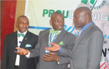  ??  ?? From left: General Manager, Proud Nigerian Campaign, Mr. Michael Abugo; visioner/founder, Proudly Nigeria Campign Organizati­on, Olorogun Elkanah O. Mowarin and the project consultant, Mr. Andrew Odoiko, during the press briefing by Proudly Nigerian...