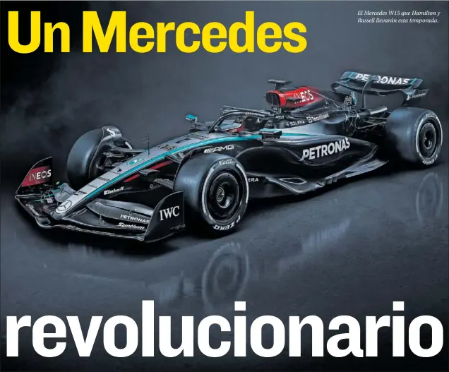  ?? ?? El Mercedes W15 que Hamilton y Russell llevarán esta temporada.