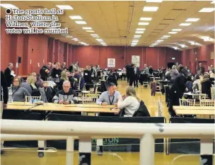  ??  ?? ● The sports hall at Halton Stadium in Widnes, where the votes will be counted