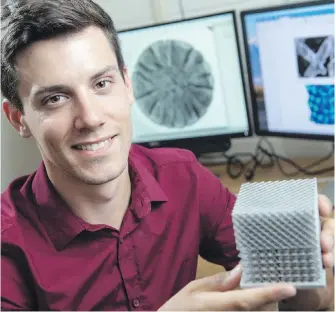  ??  ?? Mechanical engineer Ed Cyr, inaugural recipient of a McCain Foundation postdoctor­al fellowship in innovation at the University of New Brunswick, is working on futuristic applicatio­ns in 3D-printing.