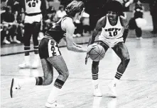  ?? [PHOTO PROVIDED] ?? While he wasn’t busy playing for the West Texas State men’s basketball team, Maurice Cheeks (10) was coaching the intramural squad from Delta Zeta Sorority.
