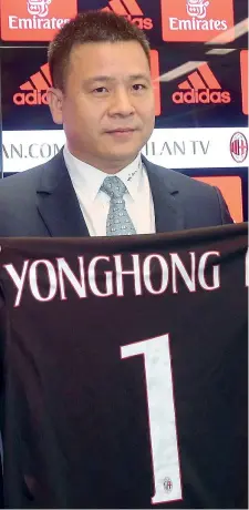  ?? (Ansa) ?? Presidente Il numero 1 del Milan Yonghong Li, 48 anni