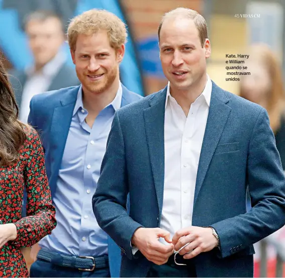  ??  ?? Kate, Harry e William quando se mostravam unidos